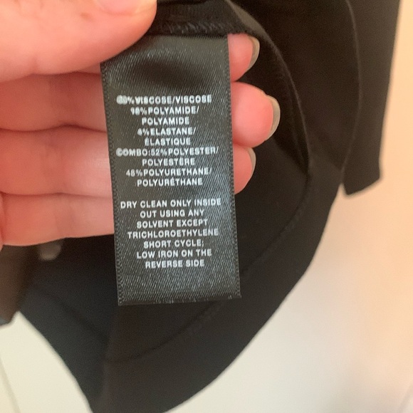 Lafayette 148 New York Black Faux Leather Trim Drop Shoulder Tunic Top Size M - Picture 6 of 6